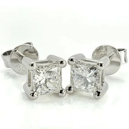 JADE - 18ct White Gold Princess Cut Diamond Stud Earrings