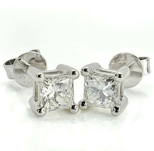JADE - 18ct White Gold Princess Cut Diamond Stud Earrings