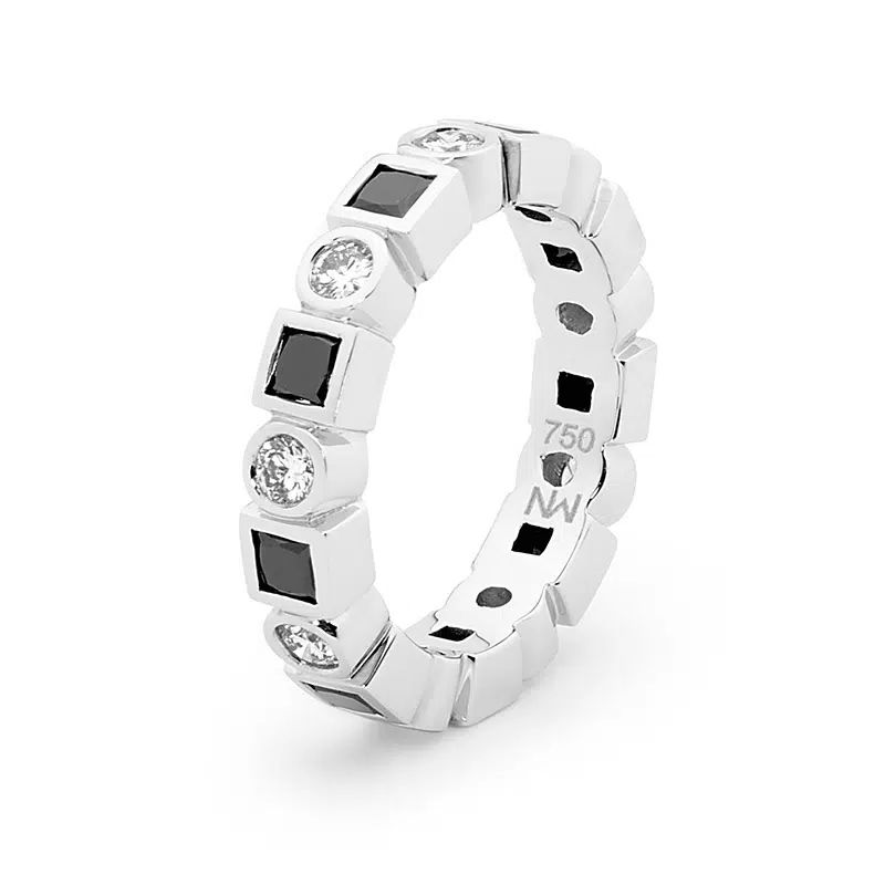 SCOUT - 18ct White Gold Black & White Diamond Dress Ring