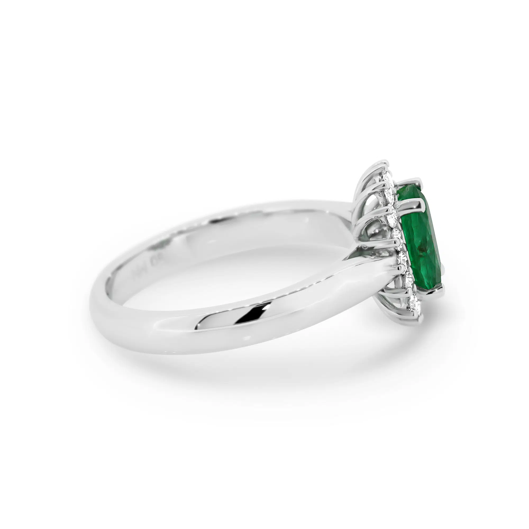 OLIVIA- 18ct White Gold Emerald & Diamond Cluster Dress Ring - Image 2