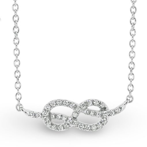 ENTWINED-Diamond Set Knot Pendant In 18ct White Gold