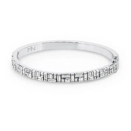 MIDNIGHT - 18ct White Gold Puzzle Diamond Hinged Bangle