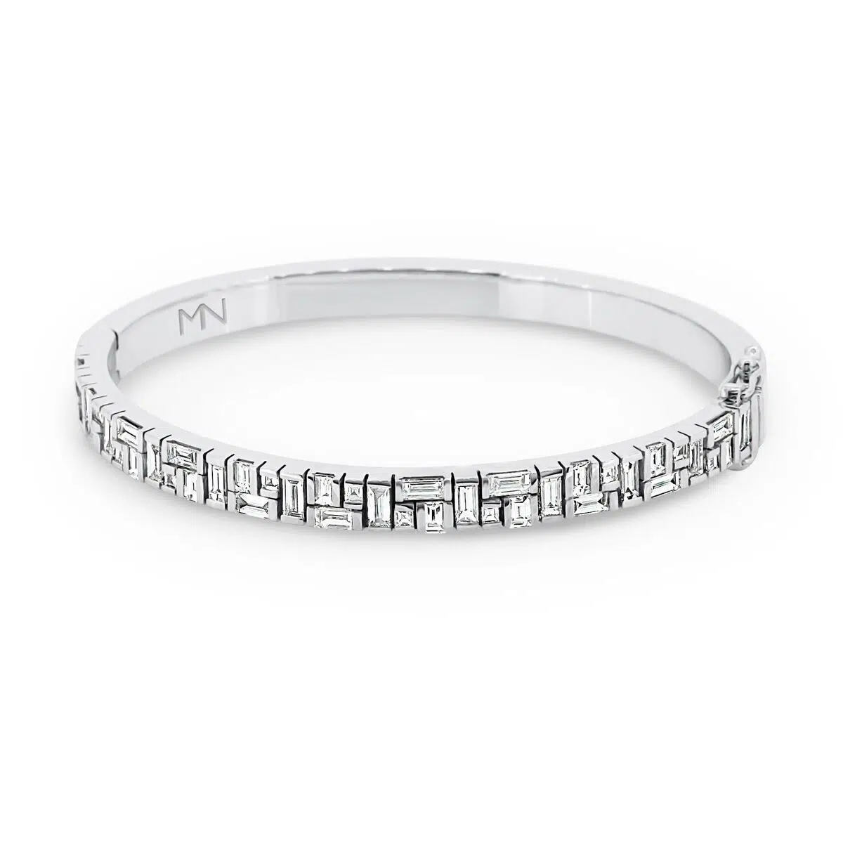 MIDNIGHT - 18ct White Gold Puzzle Diamond Hinged Bangle