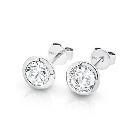 ISABELLA - 18ct White Gold Bezel Set Diamond Stud Earrings
