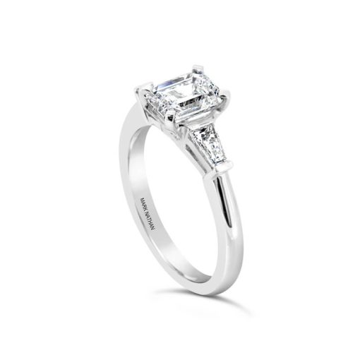 Platinum Emerald Cut Diamond Engagement Ring