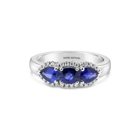 White Gold, Ceylon Sapphire And Diamond Ring