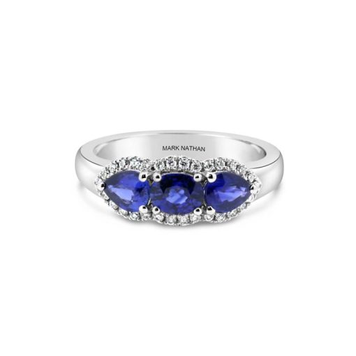 White Gold, Ceylon Sapphire And Diamond Ring
