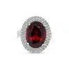 White Gold Garnet And Diamond Dress Ring