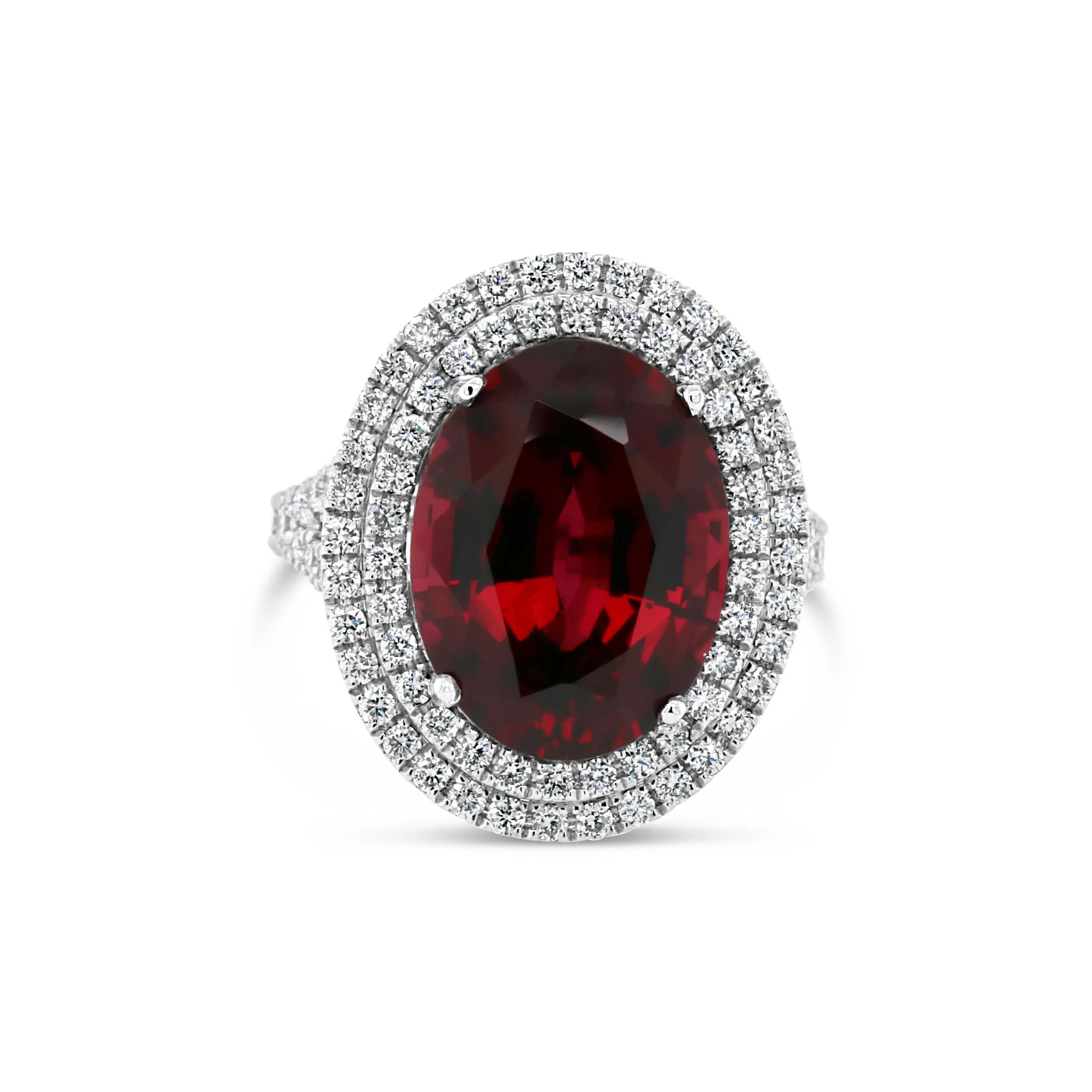 White Gold Garnet And Diamond Dress Ring