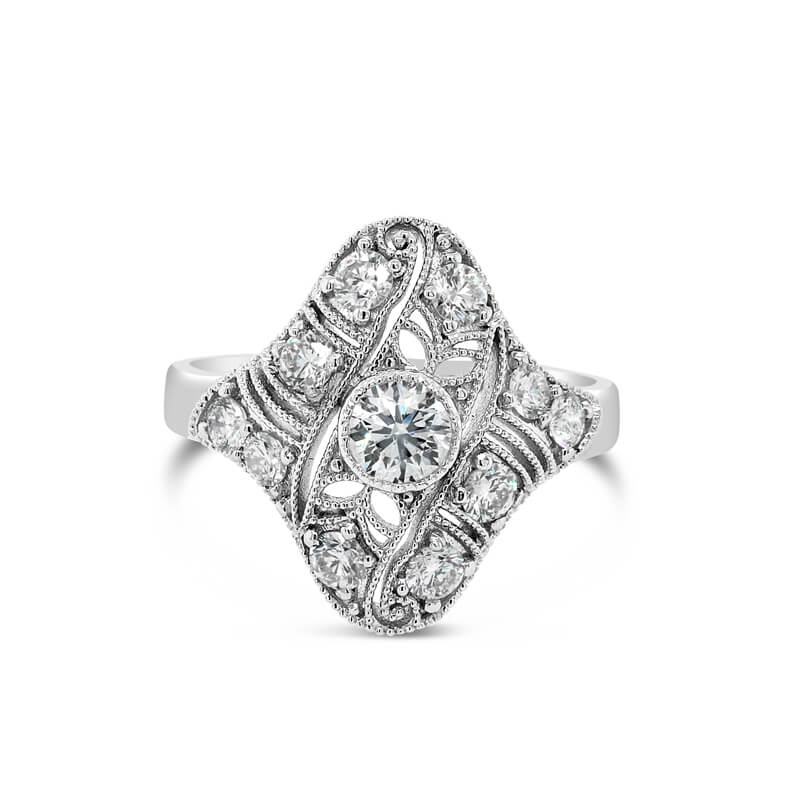 Platinum Diamond Set Art Deco Dress Ring