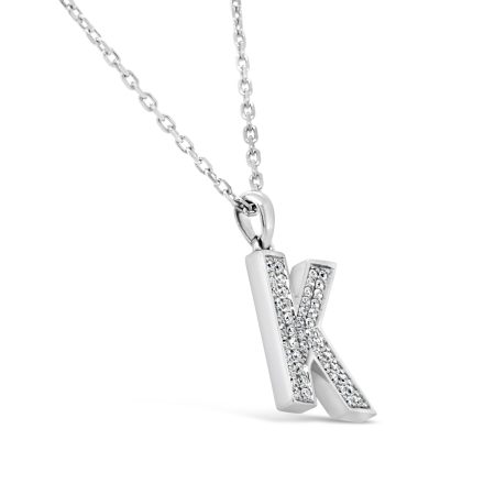 White Gold Diamond Set - 'K' Initial