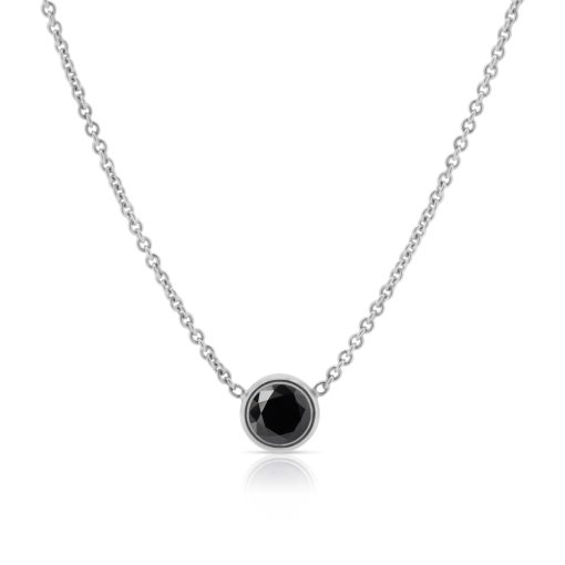 BELLA-18ct White Gold Black Diamond Solitaire Pendant