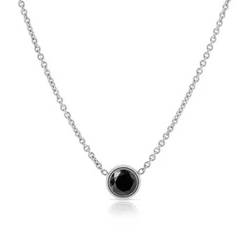 BELLA-18ct White Gold Black Diamond Solitaire Pendant
