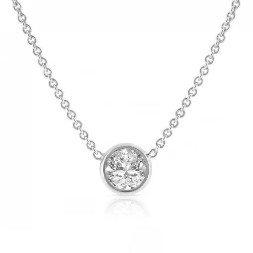 PATRICE- Bezel Set Diamond Solitaire Pendant In 18ct White Gold