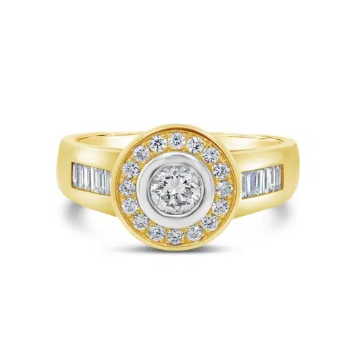SUNRISE- 18ct Yellow Gold Diamond Halo Engagement Ring