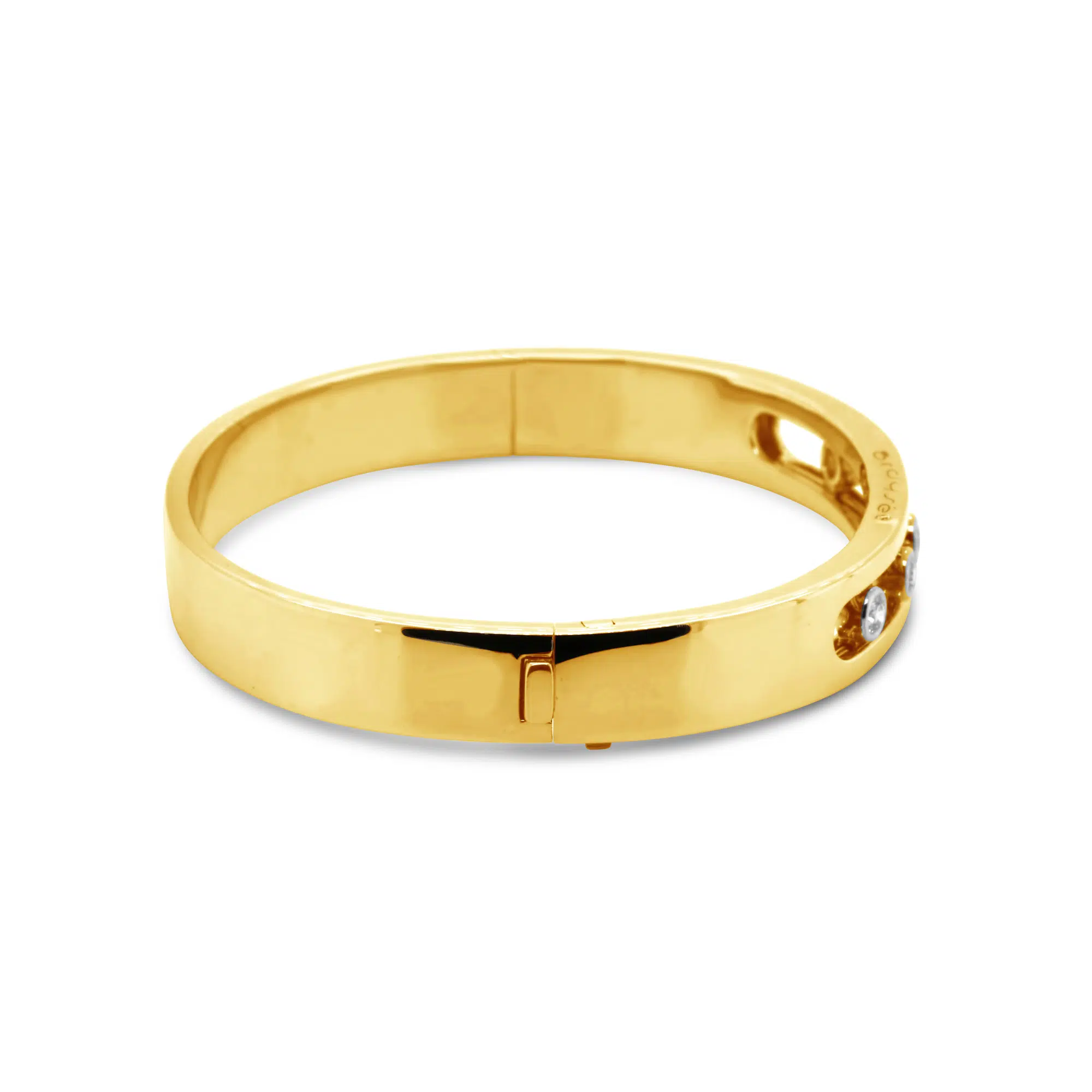 SLIDER - 18ct Yellow Gold 5 Diamond Hinged Bangle - Image 4