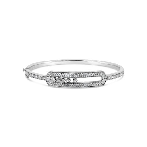 SLIDER - 18ct White Gold Diamond Hinged Bangle