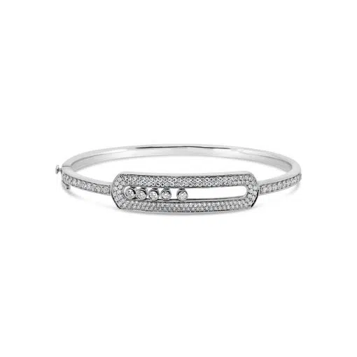 SLIDER - 18ct White Gold Diamond Hinged Bangle