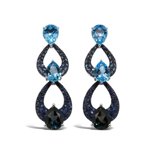 ELECTRA - 18ct White Gold Sapphire & Blue Topaz Earrings