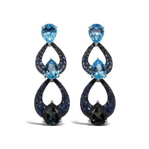 ELECTRA - 18ct White Gold Sapphire & Blue Topaz Earrings