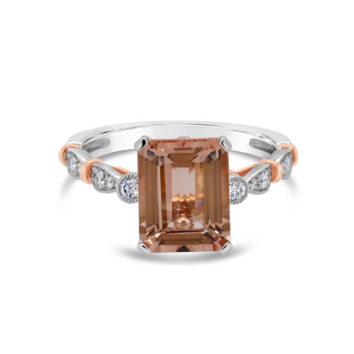 ALANA - 18ct Gold Morganite and Diamond Dress Ring.