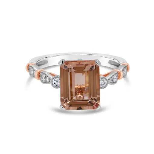 ALANA - 18ct Gold Morganite and Diamond Dress Ring.