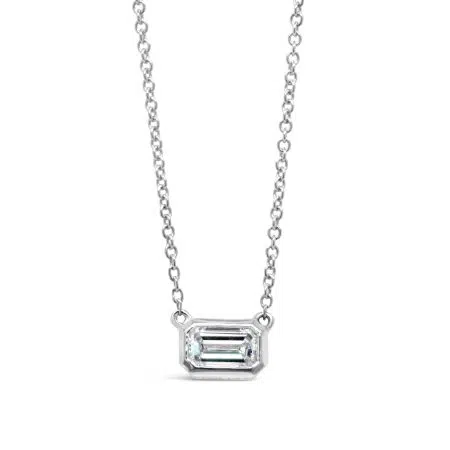 JACINTA- Emerald Cut Diamond Solitaire Pendant In White Gold