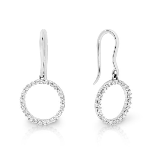 MAISIE- 9ct White Gold Diamond Circle Drop Earrings