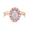 Halo pink diamond set ring