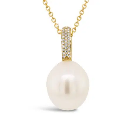 BROOME-Sth Sea Pearl & Diamond Pendant In 18ct Yellow Gold