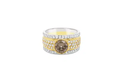 CLARE- 18ct 2 Tone Champagne Diamond Dress Ring