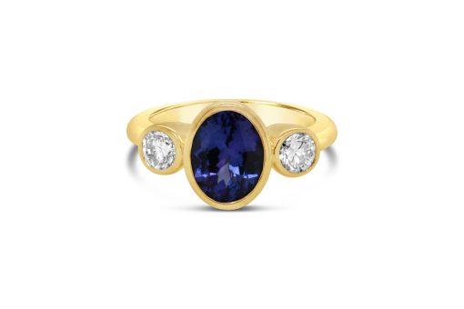 JANINA -18ct Yellow Gold Tanzanite & Diamond Dress Ring