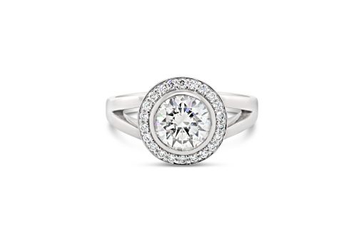 JUDY- 18ct White Gold Diamond Halo Engagement Ring