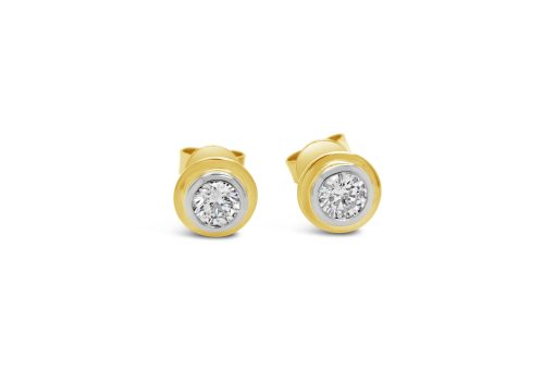 NATALIE- 18ct Two Tone Yellow & White Gold Diamond Studs