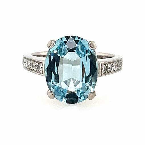 RENEE- Aquamarine & Diamond Dress Ring In 18ct White Gold