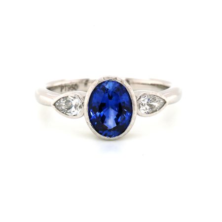 LOYCE- Platinum Ceylon Sapphire & Diamond Ring By Mark Nathan Jewellery