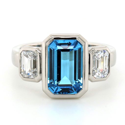MARGOT-Platinum Blue Topaz & Diamond Ring