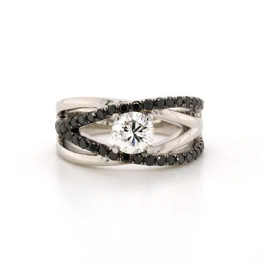 MACKENZIE- Platinum Black & White Diamond Dress Ring By Mark Nathan Jewellery