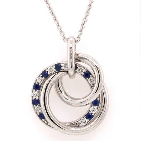 SHANNON – 18ct White Gold Sapphire & Diamond Circle Pendant By Mark Nathan Jewellery