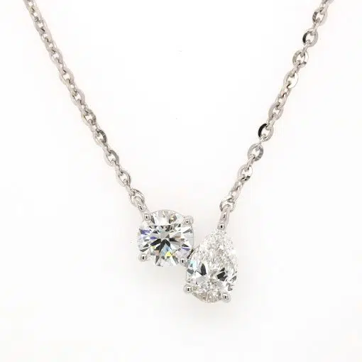 ROBYN- 18ct White Gold "Toi et Moi" Diamond Pendant