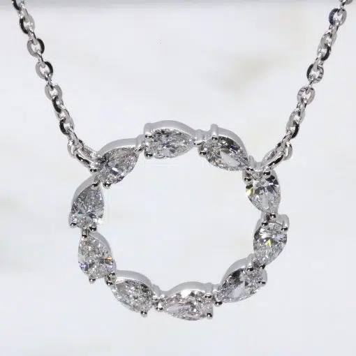 DALIA- 18ct White Gold Diamond Circle Pendant