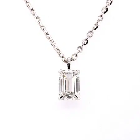 MELODY - 18ct White Gold Emerald Cut Diamond Pendant
