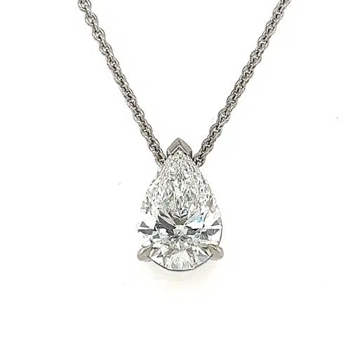 NATASHA- 18ct White Gold Tear Drop Diamond Slider Pendant