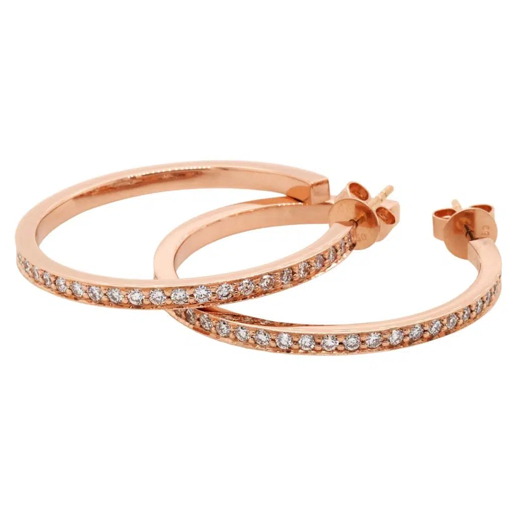 Marcia - 18ct rose gold diamond hooped earrings By Mark Nathan Jewellery