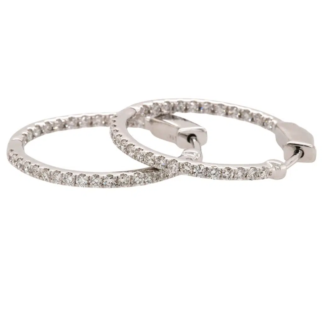 MARIANA- 18ct White Gold Diamond Hooped Earrings By Mark Nathan Jewellery
