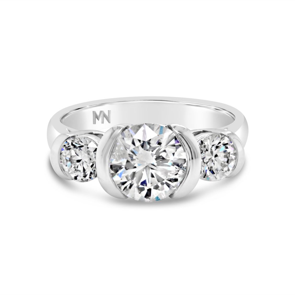 Miriam - 18ct White Gold Diamond Trilogy Engagement Ring By Mark Nathan Jewellery