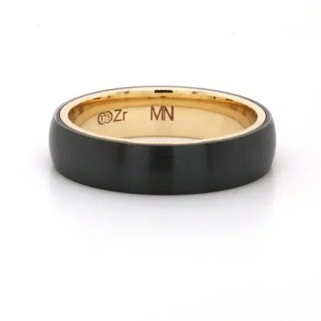 MARTIN - Zirconium Gents Wedding Ring With 9ct Yellow Gold Sleeve By Mark Nathan Jewellery
