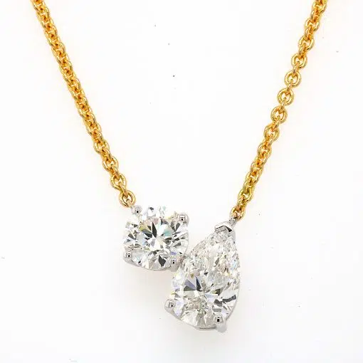 VICKI - 18ct gold "Toi Et Moi" diamond pendant By Mark Nathan Jewellery