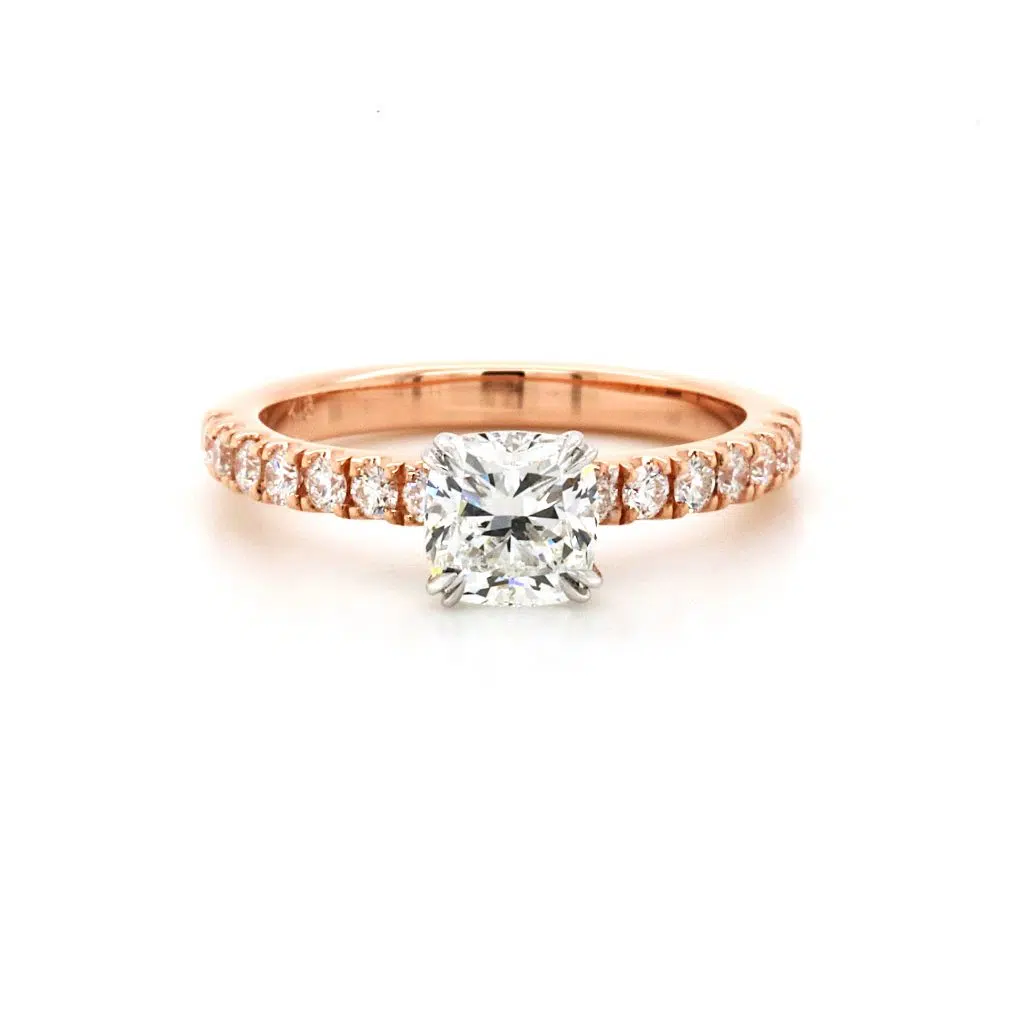 RHYANN - 18ct rose gold cushion cut diamond engagement Ring By Mark Nathan Jewellery