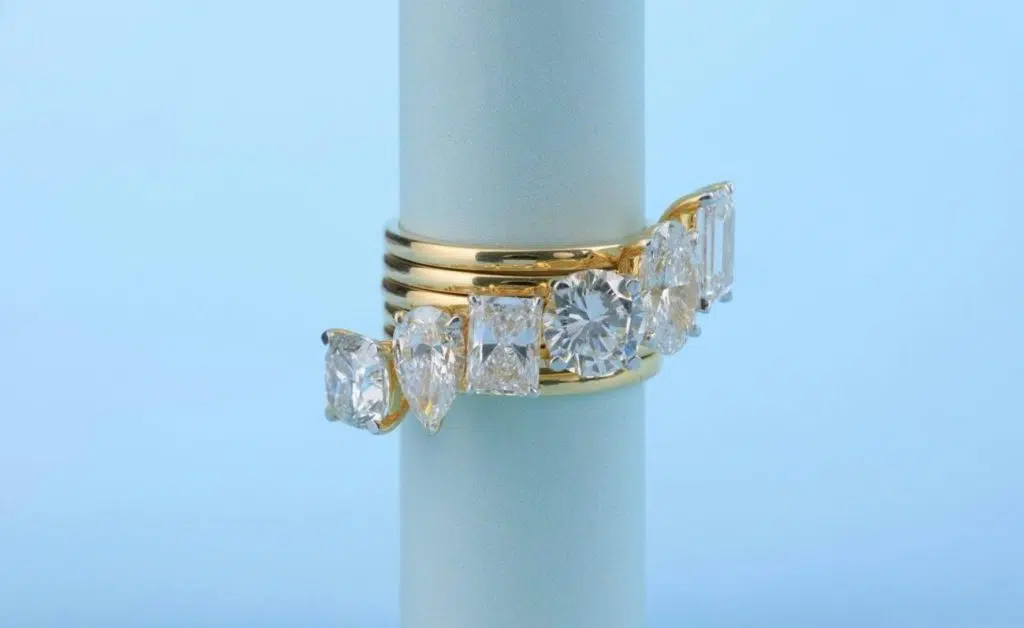 Assorted Diamond shape rings stacked
